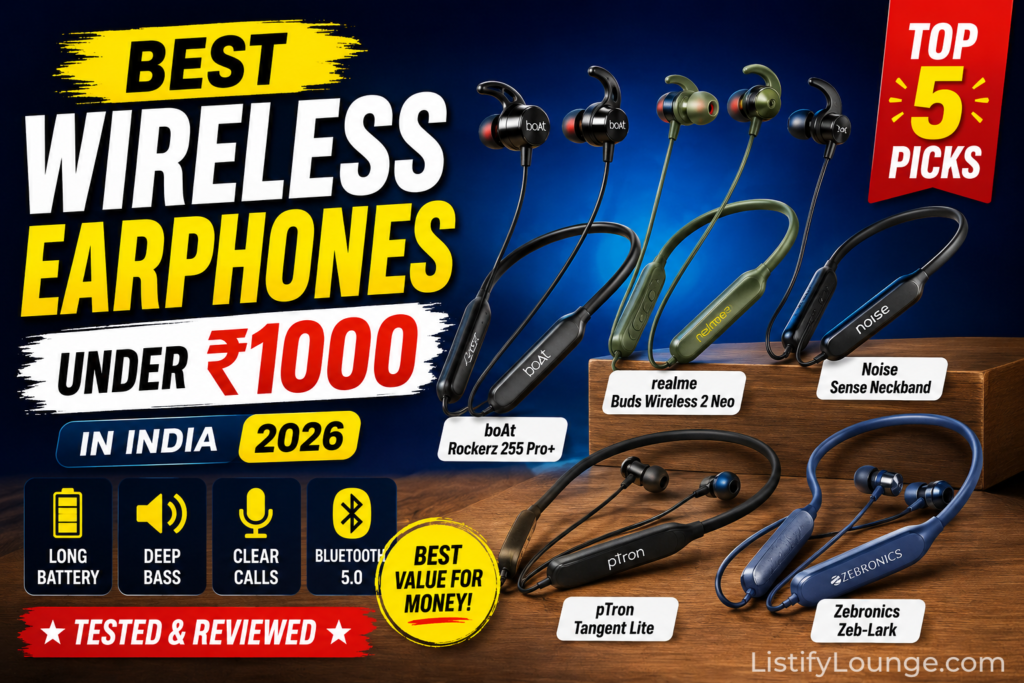 top wireless earphones under 1000 India