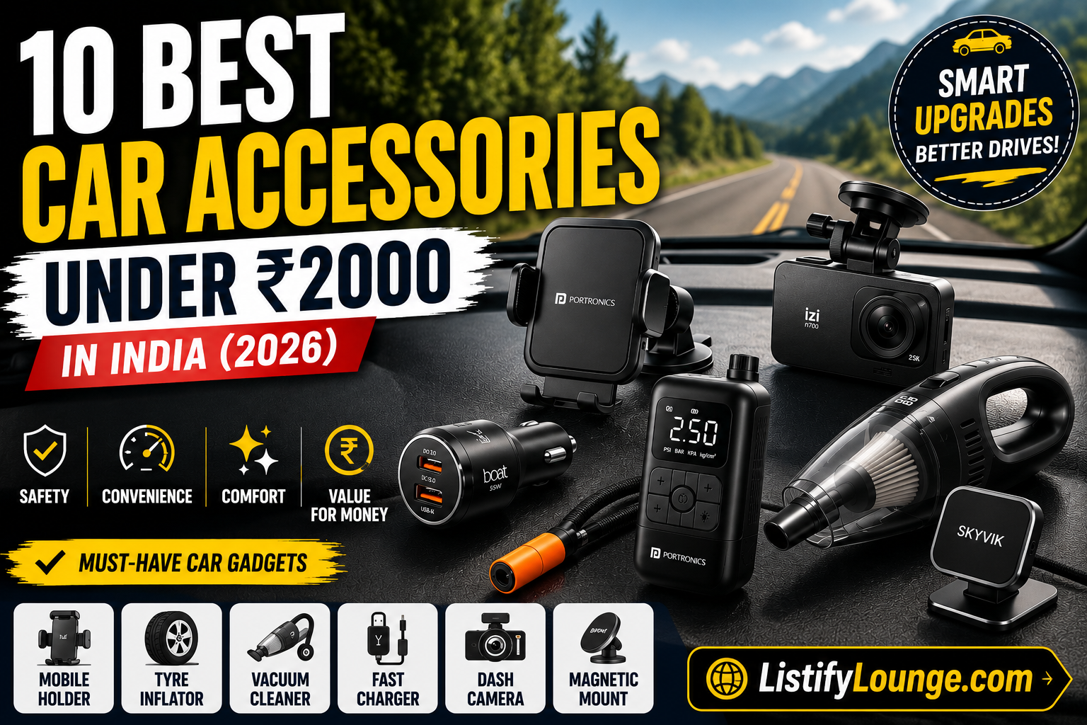 best car accessories under 2000 in India for safety and convenience